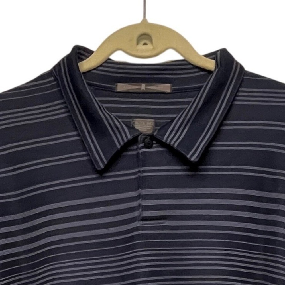 Tiger Woods Nike Golf Polo Shirt Men's XXL Navy Blue Stripe Short Sleeve Korea